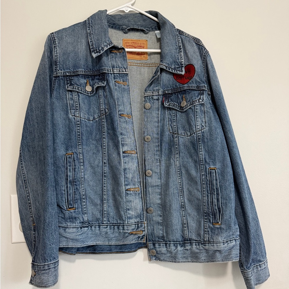 Levi's Blue Denim Jacket with Red Heart Patch